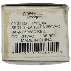 White Rodgers 90-293Q Type 84 SPDT Relay 24V Coil 8A 250VAC L36-905