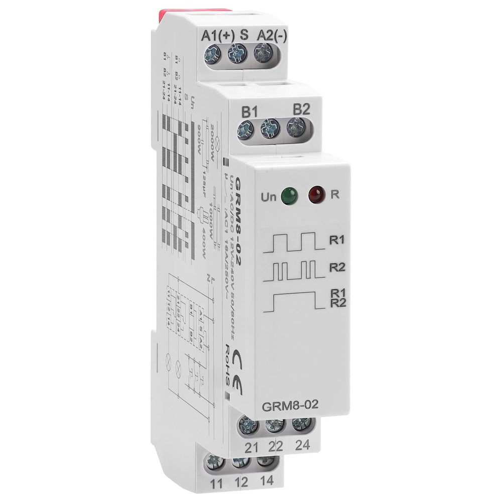 GRM802 Electronic Latching Memory Relay 16A 2SPDT Din Rail AC/DC12V240V