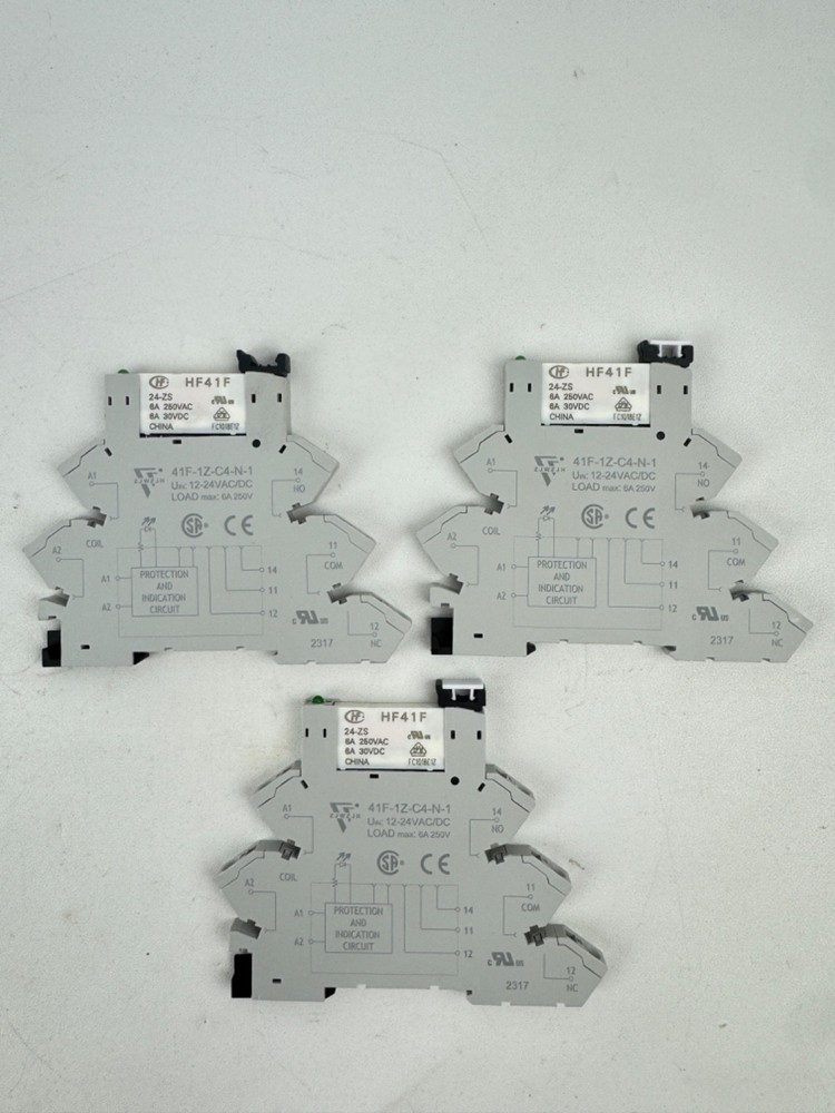 x(3) ZJWZJH Relay Socket 41F-1Z-C4-N-1 Screwless Terminal Din Rail w/ HF41F