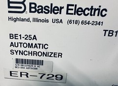 Basler Automatic Synchronizer Relay BE1-25A Model BE!-25A A2F5V3D0