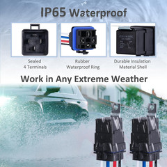 4-Pin 12V DC Waterproof Relay Switch with Harness 40/30 Amp for Car Horns Fans