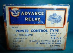 Advance Relay PC/3C/6VD 3PDT 15A@115V or 26.5VDC 6V Coil 16 Ohms NOS