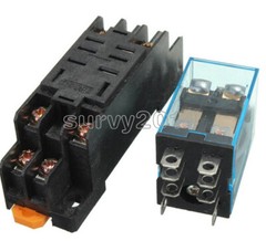 DC 12V Coil Power Relay LY2NJ DPDT 8 Pin HH62P JQX-13F With Socket Base NEW