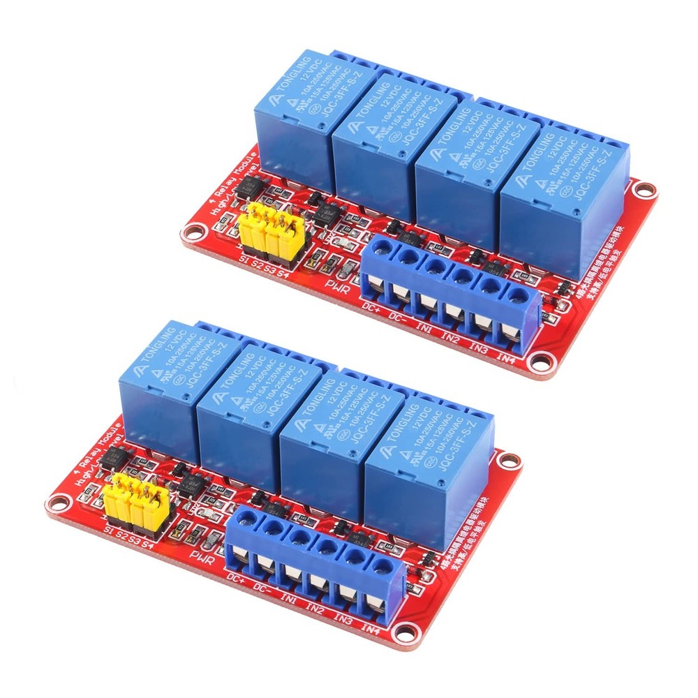 2pcs DC 12V Relay Module 4 Channel Relay Board Shield with Optocoupler Isolat…