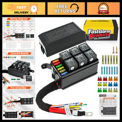 6 Way Waterproof Relay Box with Diodes, Pre-Wired 12V Automotive & Marine Fuse P