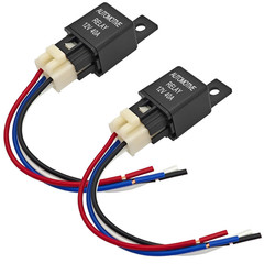FLS821 Relay 12V 40A with Pigtail Wire Connector (Pack of 2) – Universal SPST 4-