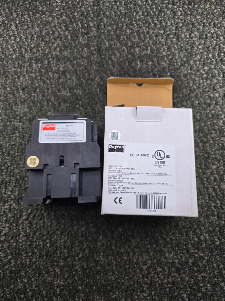 Dayton 6EAW2: IEC Magnetic Contactor, 1NO, 120V AC, 3 P, Non-Reversing, Screw