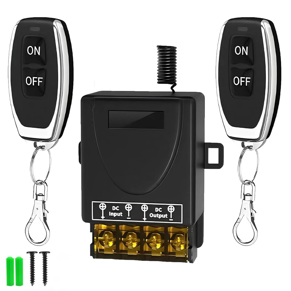 12V Remote Control Switch Wireless,Low Voltage DC 12V-72V 30A RF Relay Switch