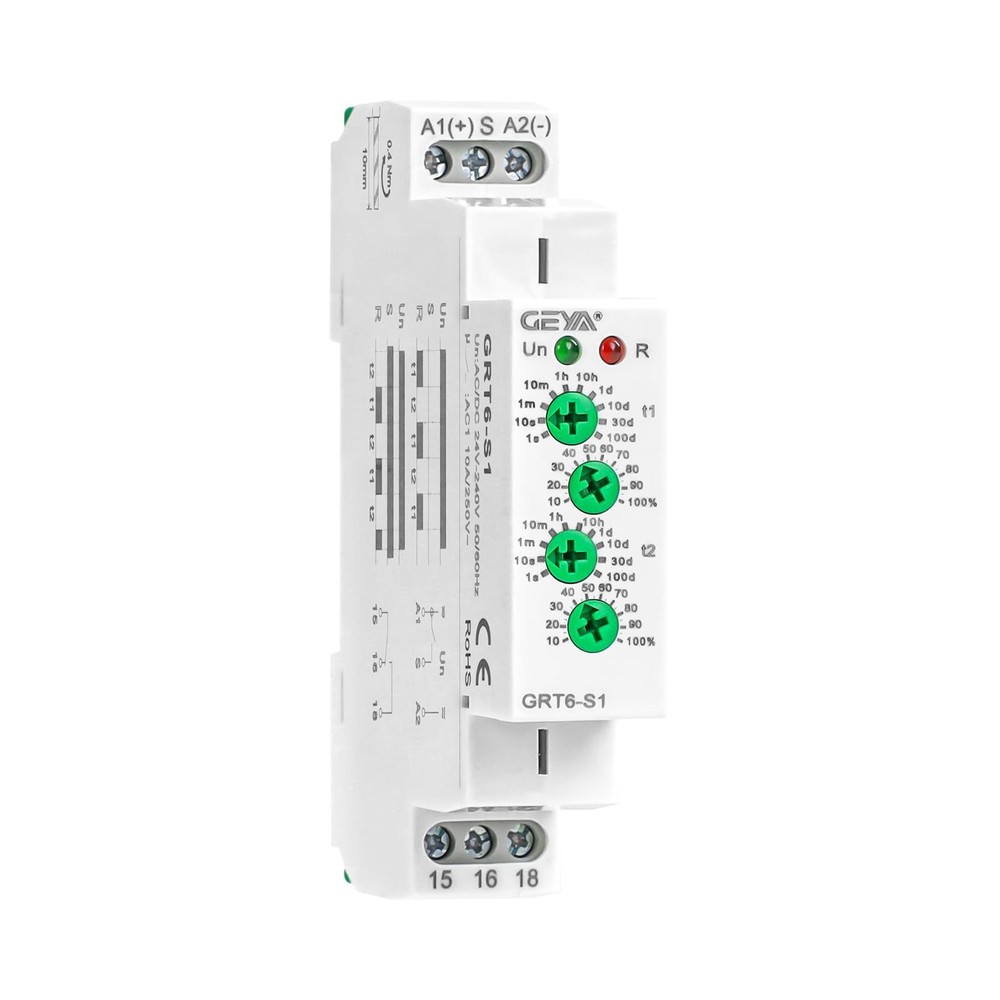 10A Asymmetric Cycle ON/Off Repeat Cycle Timer Relay 1SPDT DIN Rail AC/DC 24V