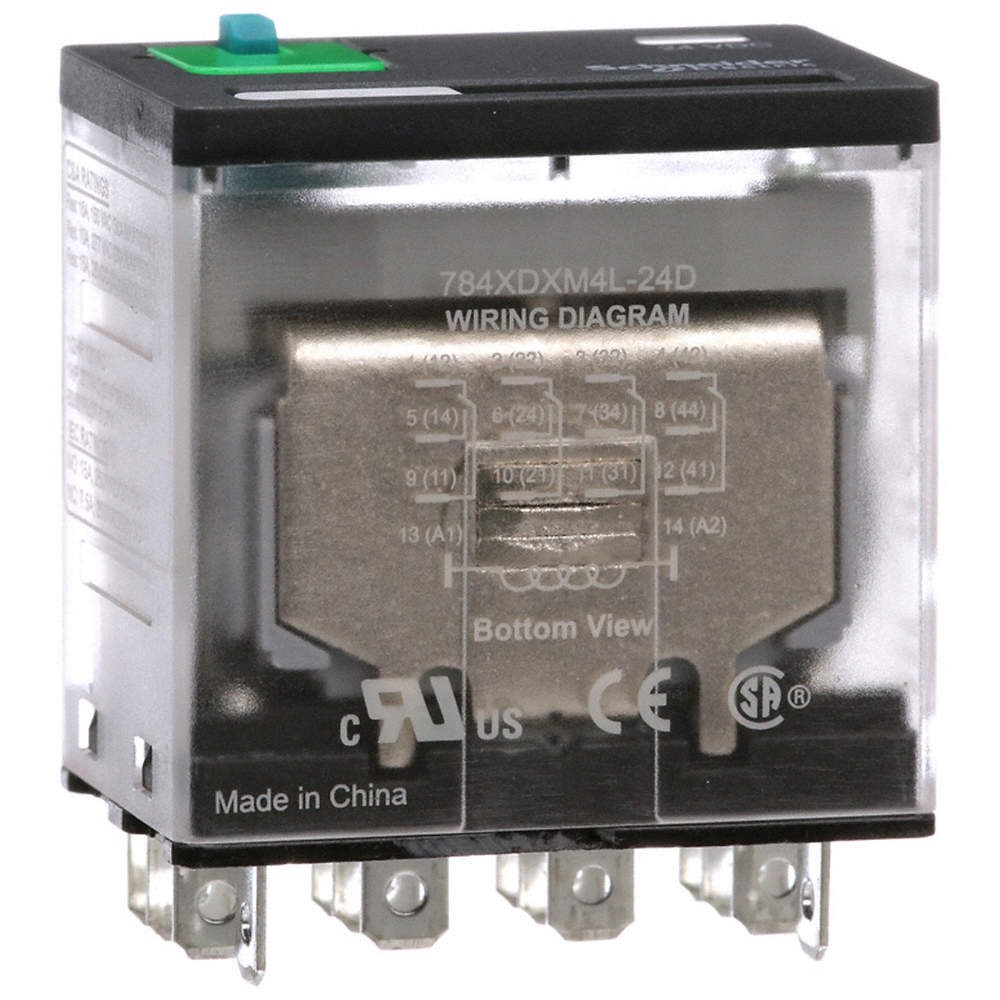 SCHNEIDER 784XDXM4L-24D Gen Purpose Relay,14 Pin,Square,24VDC 6CWK3