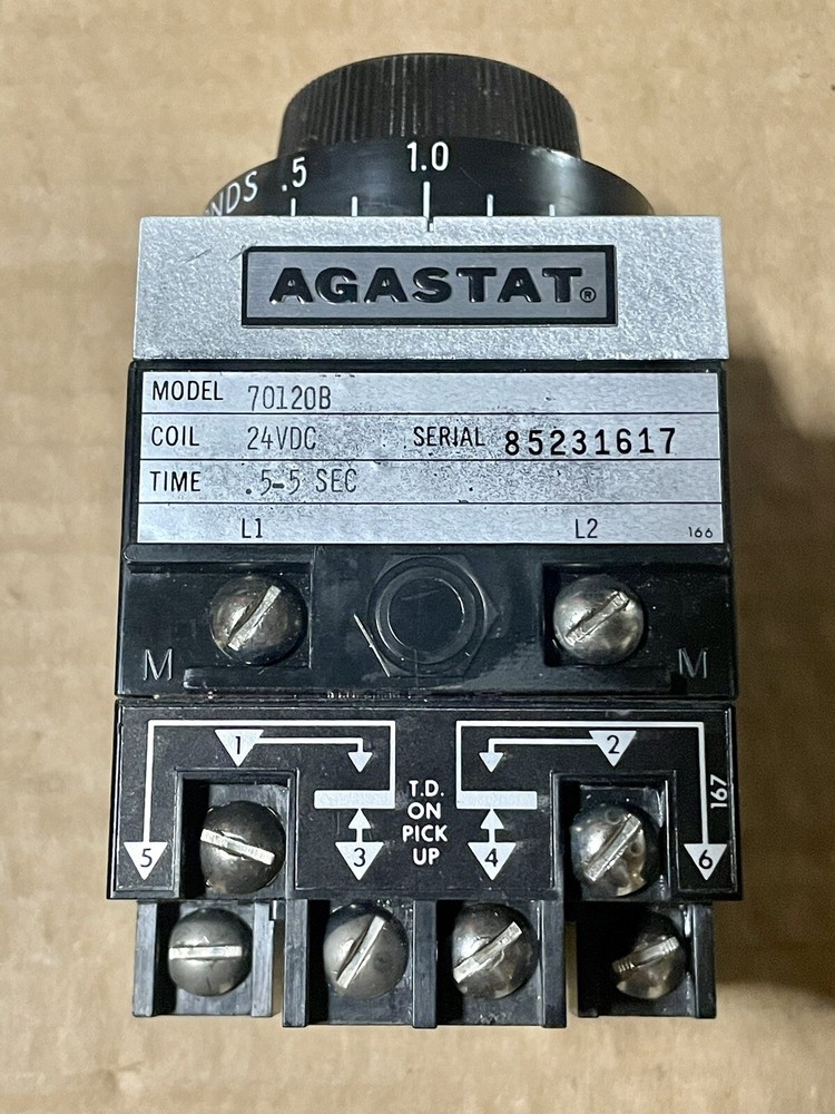 Agastat 70120B Time Delay Relay w/24VDC Coil, 0.5-5 Seconds, 120/240VAC 1/4 HP