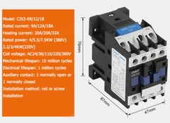CJX2 Series 24V 36V 110V 220V 380V AC Contactors 9-95Amp Coil Voltage 3 Pole 3P