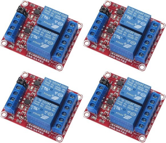2 Channel 24V Relay Module Board, Optocoupler Isolation, High Low Level Trigger