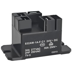 832AW-1A-F-C1 24VDC 30A 250VAC SPDT Quick Connect Power Relay HVAC 2 PCS