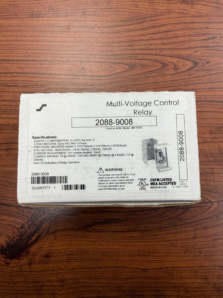 2088-9008 Multi-Voltage Control Relay (1) SPDT dry form “C”, Grey ABS 94V-O