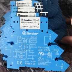 1pc FINDER 34.51.7.024.0010 24VDC Power Relay with 93.01.7.024 Socket