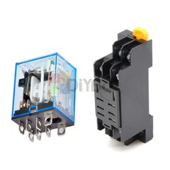 24V 110V AC/DC Coil Power Relay LY2NJ MY4NJ DPDT 8Pin HH62P JQX-13F + Base US