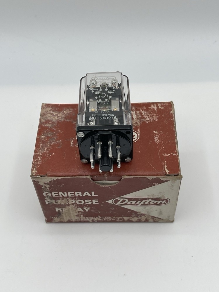 Dayton 5X827A General Purpose Relay 10A 277V DPDT 8-Pin 120VAC Coil New NOS