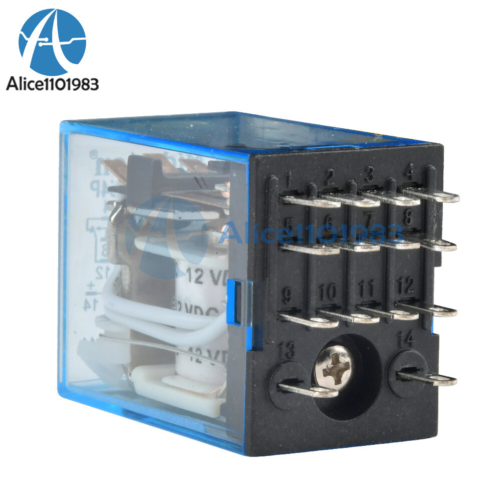 MY4NJ 12V/24V/110V/220V Coil Power Relay / DIN Rail Mounted Base 14 Pin 4PDT FC