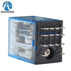 MY4NJ 12V/24V/110V/220V Coil Power Relay / DIN Rail Mounted Base 14 Pin 4PDT FC