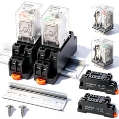 Electromagnetic Power Relay 24V AC Coil 8 Pin DPDT 5A for DIN Rail 2pcs