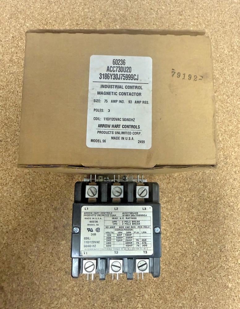 ARROW HART ACC730U20 INDUSTRIAL CONTROL MAGNETIC CONTACTOR RELAY *NEW IN BOX*