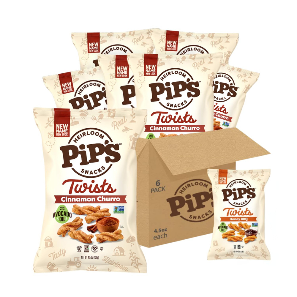 Pip’s Heirloom Cinnamon Churro Twists – 4.5 oz Bags (6 pk) – Better For You Swee