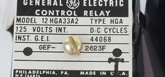 NEW GENERAL ELECTRIC 12-HGA33A2 AUXILIARY CONTROL RELAY 125V HGA-33A2 12HGA33A2
