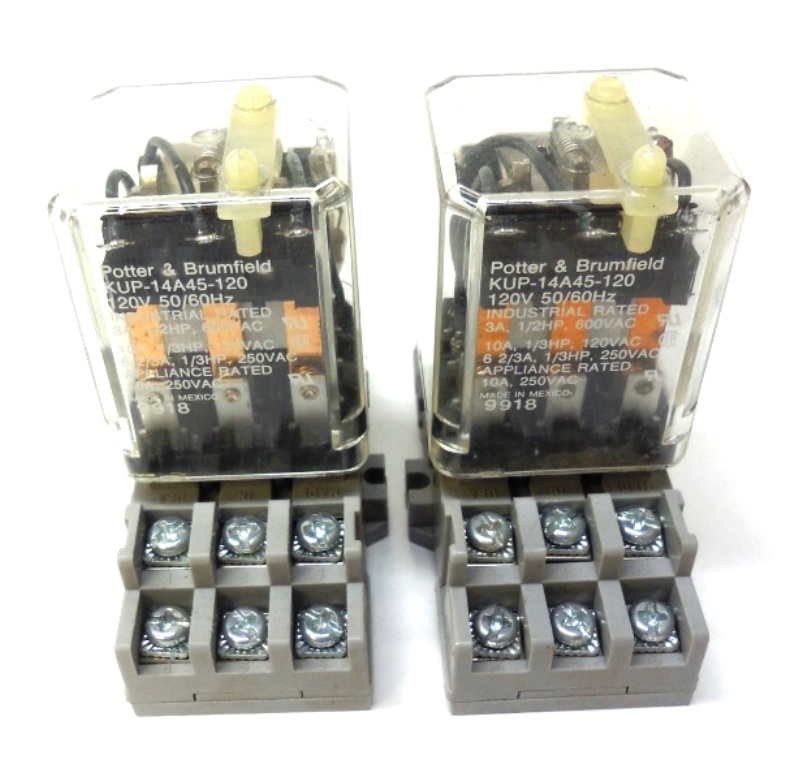 POTTER & BRUMFIELD POWER RELAY KUP-14A45-120, P&B CONNECTIVITY 27E893, LOT OF 2