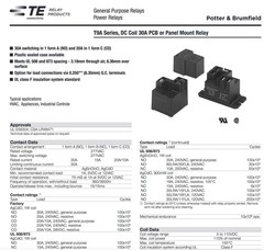 TE (1-1419104-7) T9AS1D22-12 (Pack of 2) 30A Relay 240VAC 30 amps 240 Volts, …