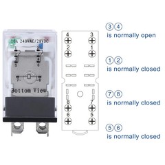 Electromagnetic Power Relay, 8-Pin 10A 12 DC Relay Coil with Socket Base, LED In