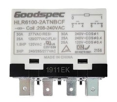 208-240VAC Compressor Relay 30A 277VAC 6 Pins