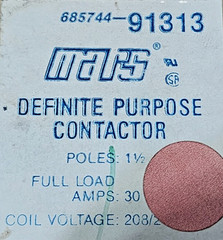 GENUINE MARS 685744-91313 DEFINITE PURPOSE CONTACTOR 208/240VAC OEM