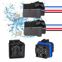2PCS 4-PIN 40/30 AMP 12 V DC Waterproof Relay Kit Harness Socket – Heavy Duty 12