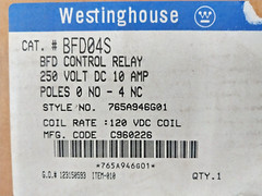 NEW WESTINGHOUSE BFD CONTROL RELAY 10 AMP 250 VDC MAX 120 VDC COIL BFD04S