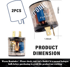 2PCS 12V Flasher Relay,Heavy Duty 2-Pin Turn Signal Relay Only for Repairing Hal
