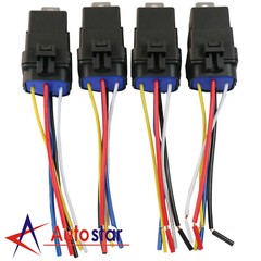 4x Heavy Duty 12V 40A Car Auto 5 Pins & Wire Relay Waterproof Plug Socket Set