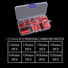 40PCS Double Row Dip Switch Assorted Kit 1 2 3 4 6 8 10 12 Position 2.54mm PC