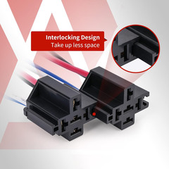 4 Pin Relay 12V 40A with 30A Fuse DC SPST Fused Normally Open 1NO with 14 AWG Ha