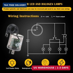 2Pin LED Flasher Relay with Ground Wire, Universal 12V Car Accessories Blinker R