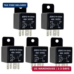 5 Pack Car Relays 12V 40A, 4 Pin Relay Spst Model JD2912-1H-12VDC 40amp 14VDC, A