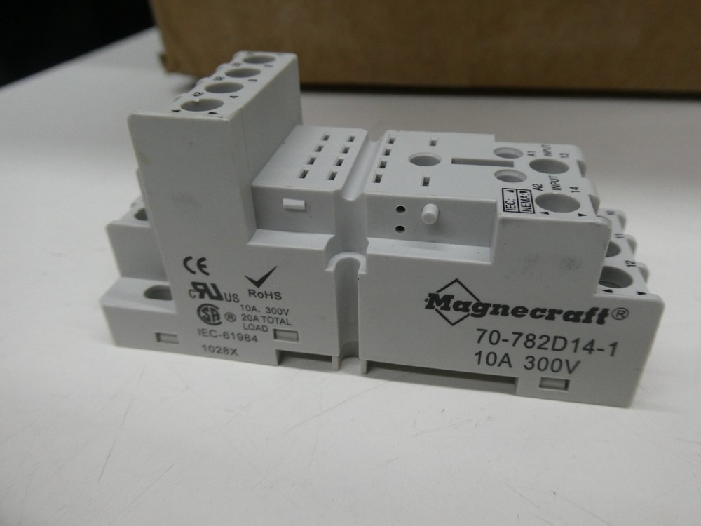 🍀 NEW! BOX LOT 10x Magnecraft 70-782D14-1 DIN Rail Mount Relay Socket 10A 300V