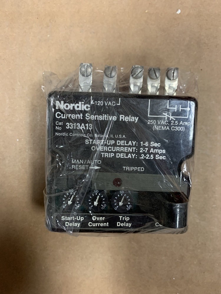 Nordic Current Sensitive Relay 3313A13 / 2.5 Amp / 250 Vac / 1-6 Sec Delay