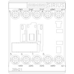 Siemens 3Rh21221bg40 Iec Control Relay, 2No/2Nc, 125V Dc, 10A