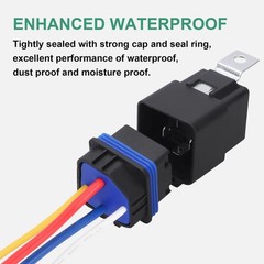 2 Pack Waterproof Relay Kit, 12V 80A, 4 Pin SPST, 12 AWG Tinned Copper Wires …