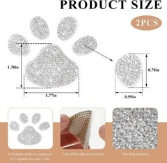 2 PCS Rhinestone Paw Print Car Stickers, 1.77″x1.38″ Self-Adh Color: Paw Print
