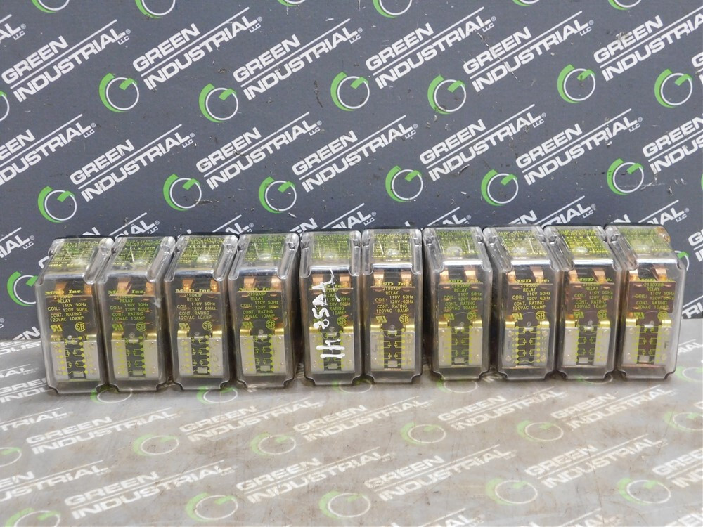 USED Lot of 10 MSD Inc. 29DXBP Relays 120V/60Hz 110V/50Hz 120VAC 10A Cont.