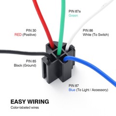 12V Fuse Switch Relay Harness Set 5 Pin Relays 14 AWG SPST Electrical, 6-Pack