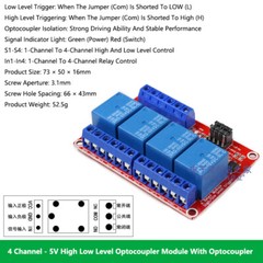 5V 12V 24V 4 Channel Relay High Low Level Optocoupler Module With Optocoupler