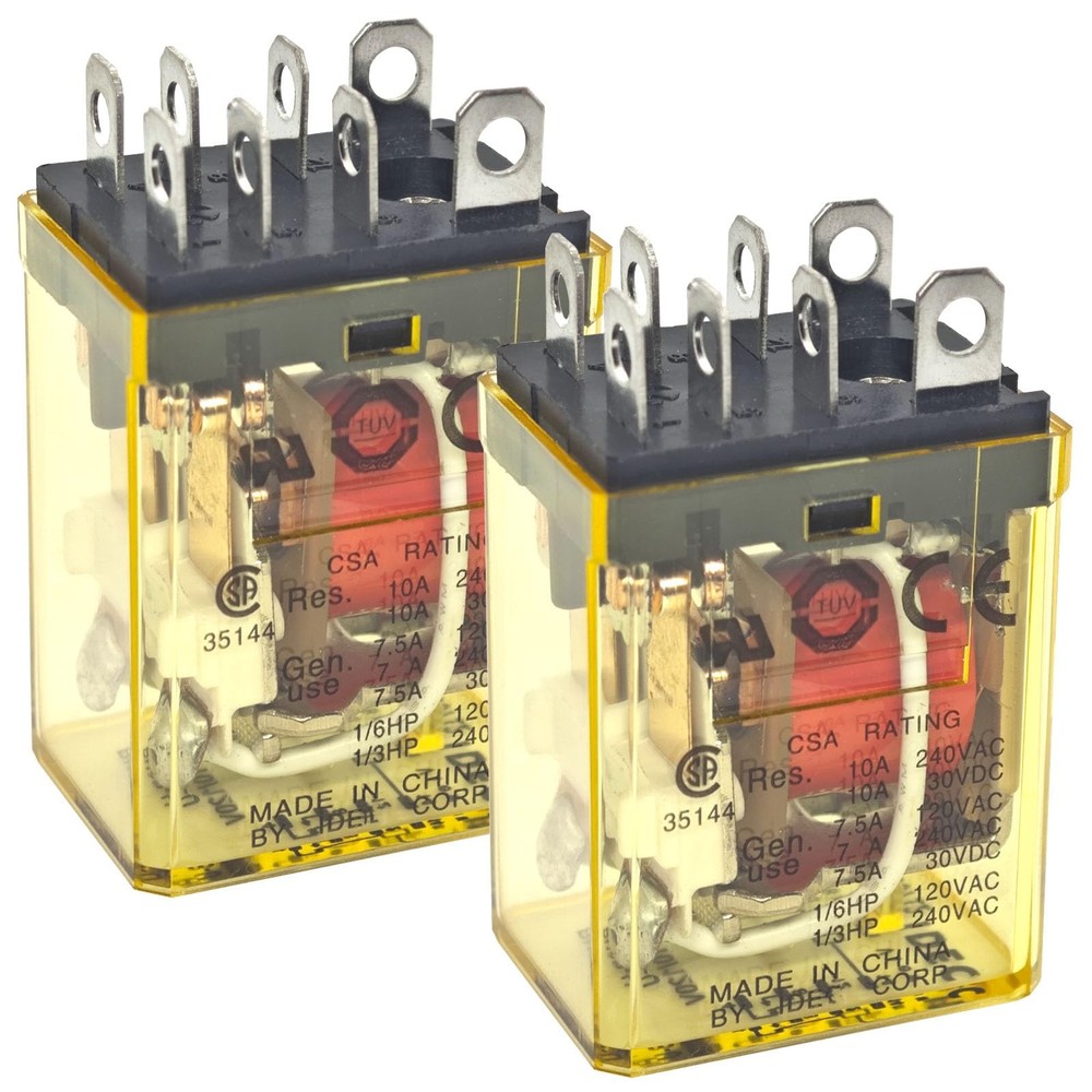 RH2B-UAC110-120V Power Relay (Pack of 2) – 110/120VAC 10A DPDT Plug-in VAC Coil